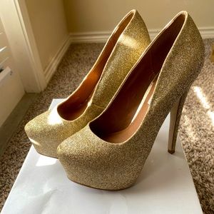 Gold Glitter, Platform Pump